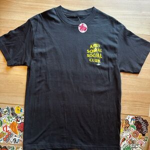 Anti Social Social Club ASSC T-Shirt Yellow Twista Lightning - NWT